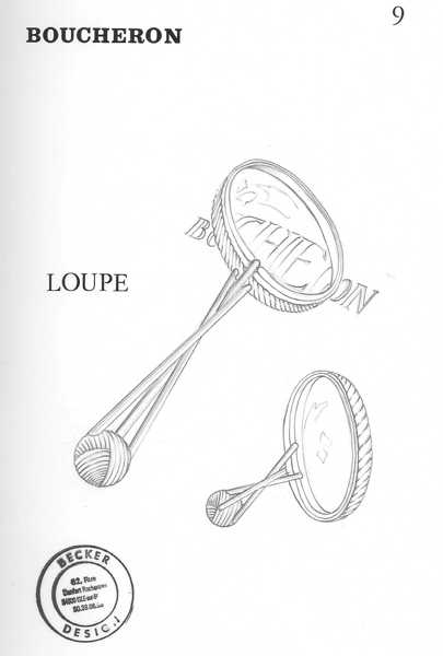 Étude de design BOUCHERON par Michel BECKER Loupe démontable Dessin au crayon