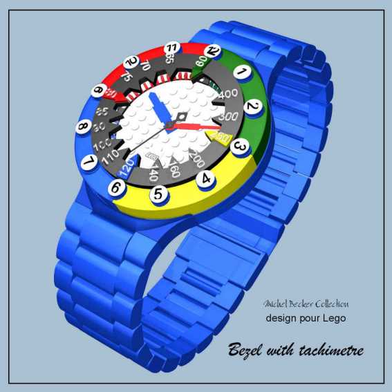Design d'une ligne de montres pour LEGO par Michel BECKER Chronomètre classique avec lunette tachymètre