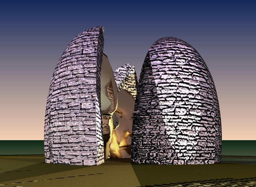 COLLOQUE Projet de sculpture de Michel BECKER sur le thème des bories provençales Vue des ados en pierres