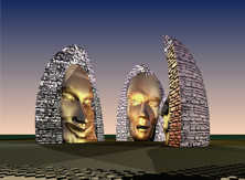 COLLOQUE Projet de sculpture de Michel BECKER sur le thème des bories provençales Perspective lointaine aux 3 visages